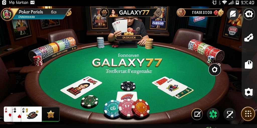 Screenshot permainan GALAXY77 yang menunjukkan aksi Poker yang mendebarkan.