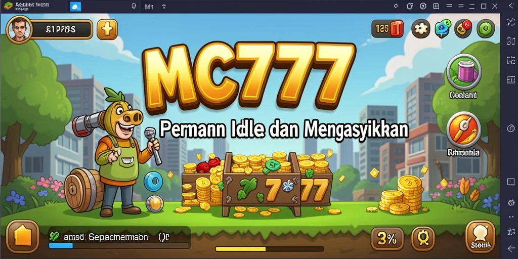 Screenshot utama MC777 menampilkan gameplay Idle yang asyik.
