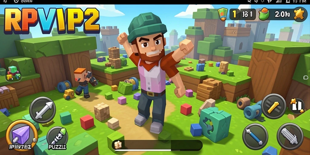 Tampilan gameplay RPVIP2 yang menantang dan penuh warna.