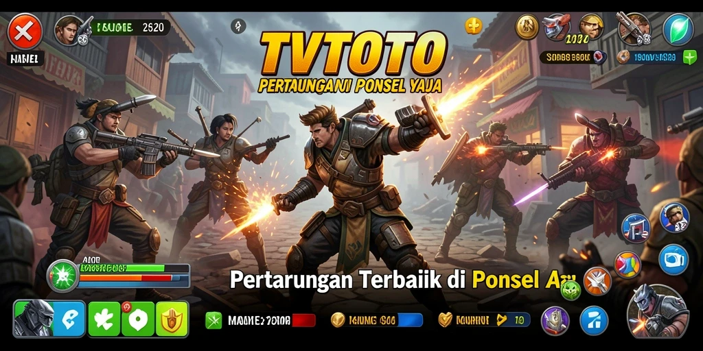 Screenshot gameplay TVTOTO yang menampilkan pertarungan epik dan dinamis.